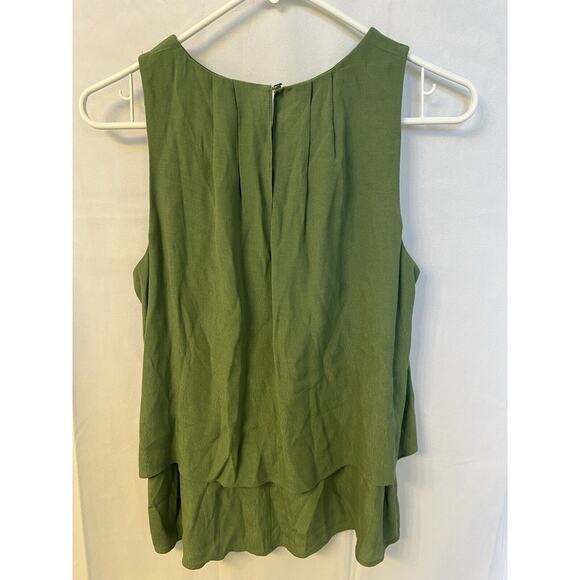 J Crew Size 6 Tiered Viscose Crepe Sleeveless Blouse Layered Fern Green - Picture 8 of 11